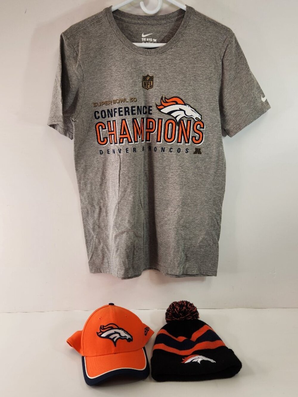 Denver Broncos Lot Cap Beanie Small T-Shirt Conference Champions NFL Super Bowl